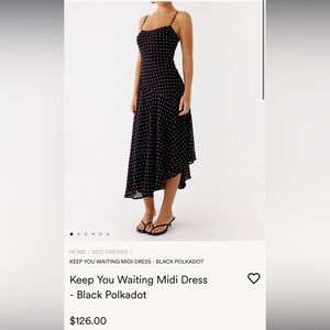 Peppermayo Black Polka Dot Midi Dress. NEW WITH TAGS